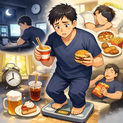 夜勤専従で太るのはなぜ？生活習慣を振り返って見えた原因