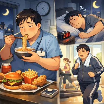 夜勤専従で太った原因を食事睡眠運動の3つで解説？